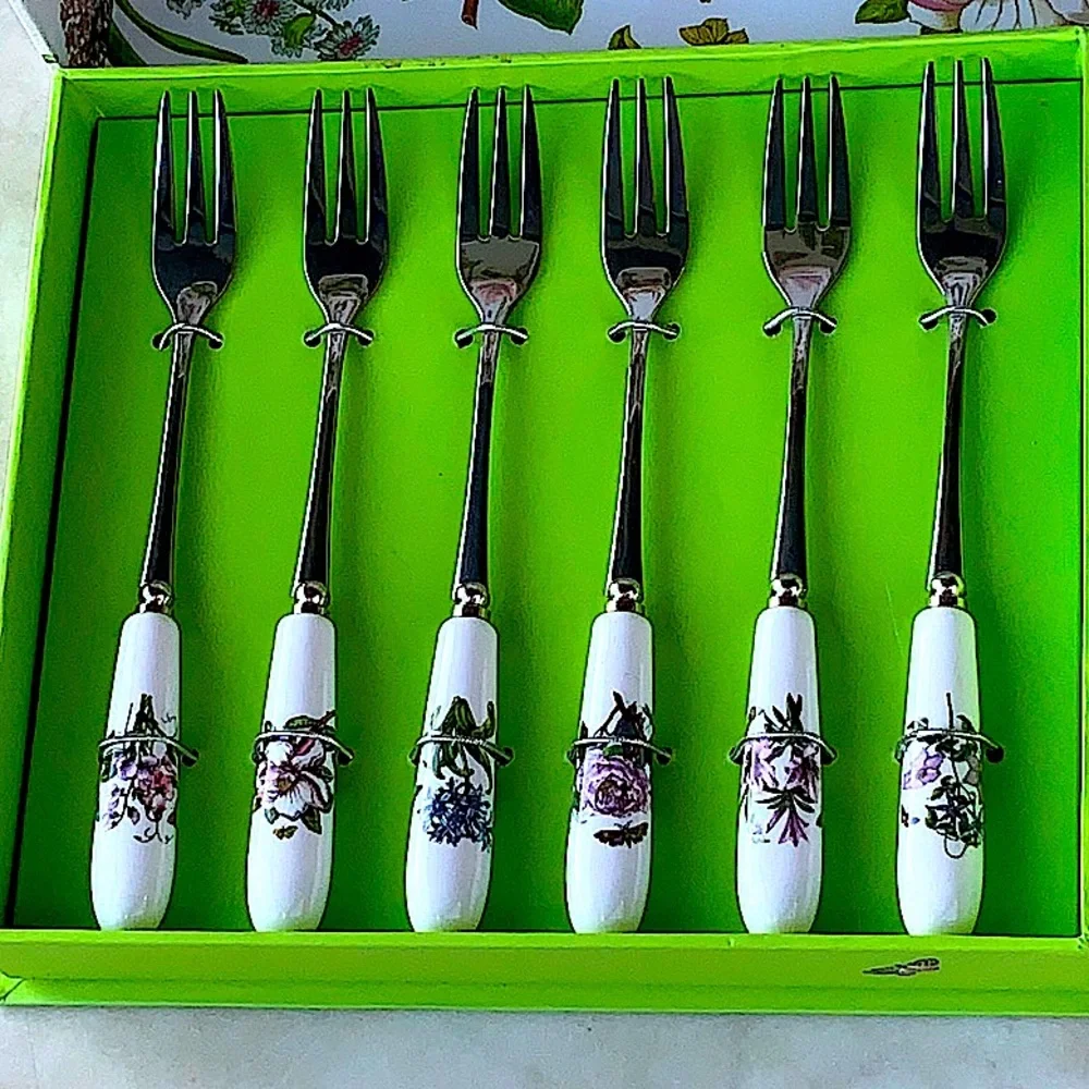 PORTIMEIRION BOTANIC GARDEN SET OF 6 PASTRY FORKS